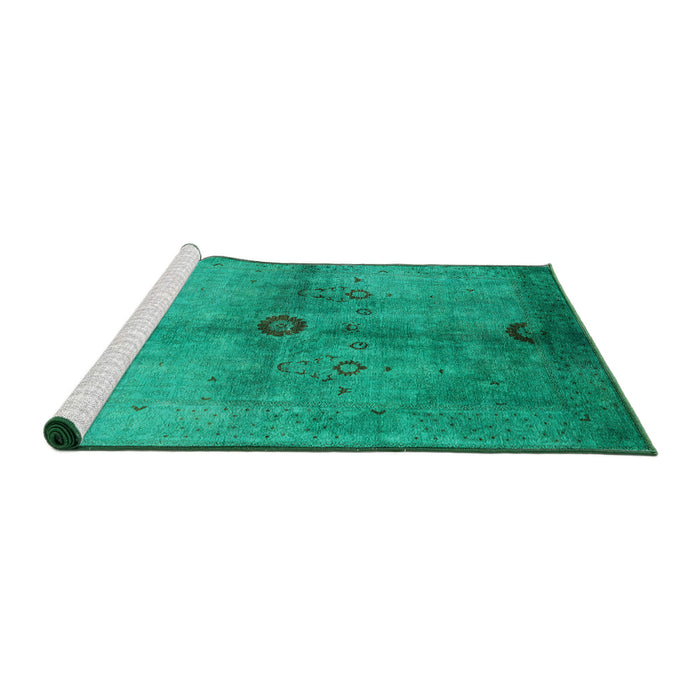 Sideview of Machine Washable Industrial Modern Jade Green Rug, wshurb3258