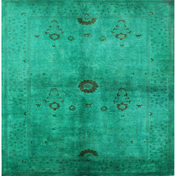 Square Mid-Century Modern Jade Green Oriental Rug, urb3258