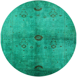 Round Machine Washable Industrial Modern Jade Green Rug, wshurb3258