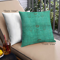 Front View of Mid-Century Modern Urban Square Jade Green Throw Pillow, 18 inch by 18 inch, pwurb3258