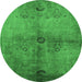 Round Machine Washable Oriental Emerald Green Industrial Area Rugs, wshurb3258emgrn