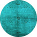 Round Oriental Light Blue Industrial Rug, urb3258lblu