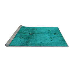 Sideview of Machine Washable Oriental Light Blue Industrial Rug, wshurb3258lblu