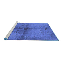 Sideview of Machine Washable Oriental Blue Industrial Rug, wshurb3258blu