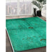 Mid-Century Modern Jade Green Oriental Rug in Family Room, urb3258