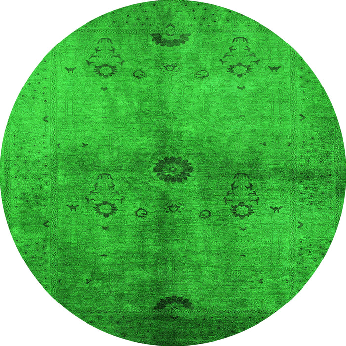Round Oriental Green Industrial Rug, urb3258grn