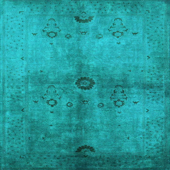 Square Machine Washable Oriental Light Blue Industrial Rug, wshurb3258lblu