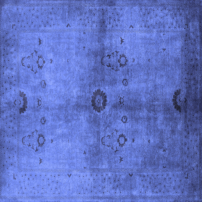 Square Machine Washable Oriental Blue Industrial Rug, wshurb3258blu