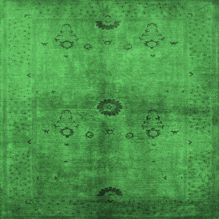 Square Oriental Emerald Green Industrial Rug, urb3258emgrn