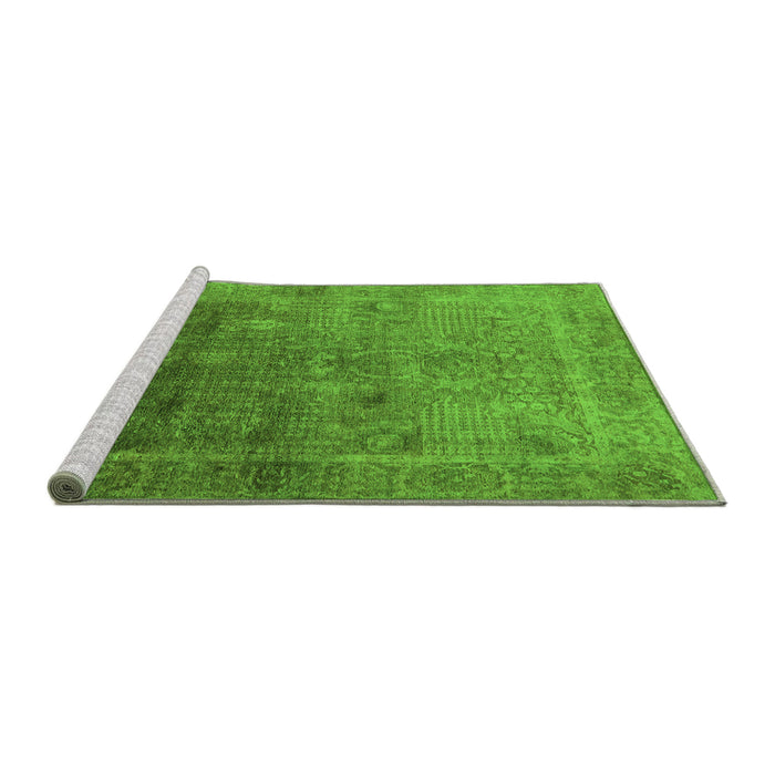 Sideview of Machine Washable Oriental Green Industrial Area Rugs, wshurb3259grn