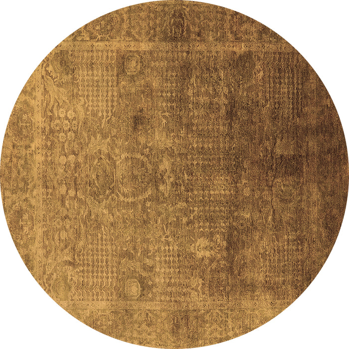Round Machine Washable Oriental Brown Industrial Rug, wshurb3259brn