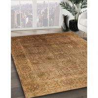 Mid-Century Modern Mahogany Brown Oriental Rug, urb3259