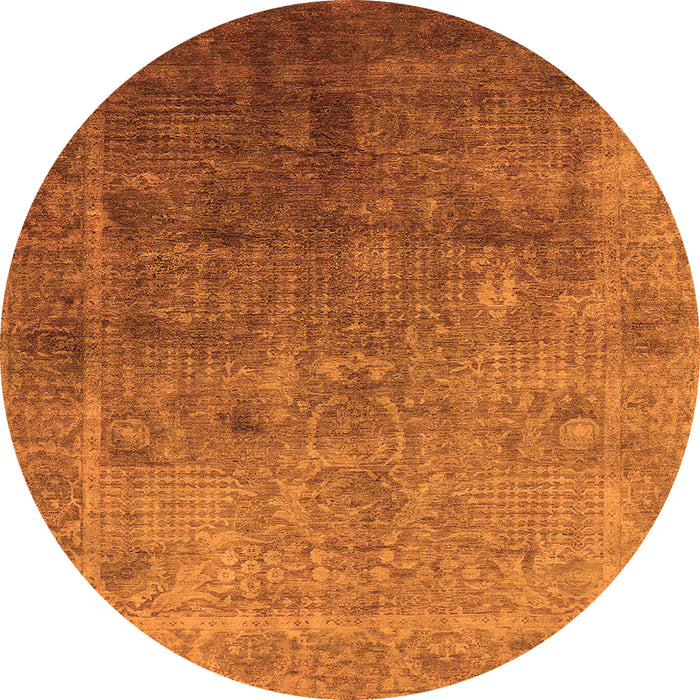 Round Oriental Orange Industrial Rug, urb3259org