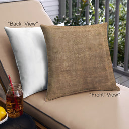 Front View of Mid-Century Modern Urban Square Mahogany Brown Throw Pillow, 18 inch by 18 inch, pwurb3259