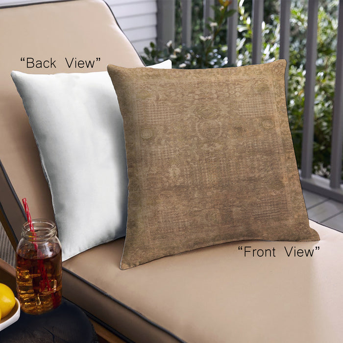 Front View of Mid-Century Modern Urban Square Mahogany Brown Throw Pillow, 18 inch by 18 inch, pwurb3259