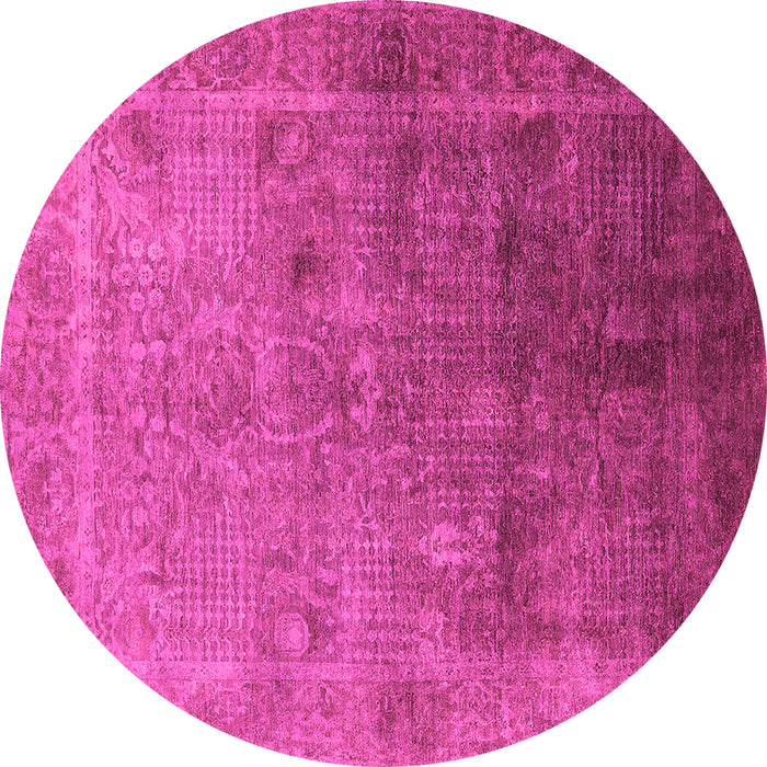 Round Machine Washable Oriental Pink Industrial Rug, wshurb3259pnk
