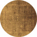 Round Oriental Brown Industrial Rug, urb3259brn