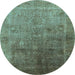 Round Oriental Light Blue Industrial Rug, urb3259lblu