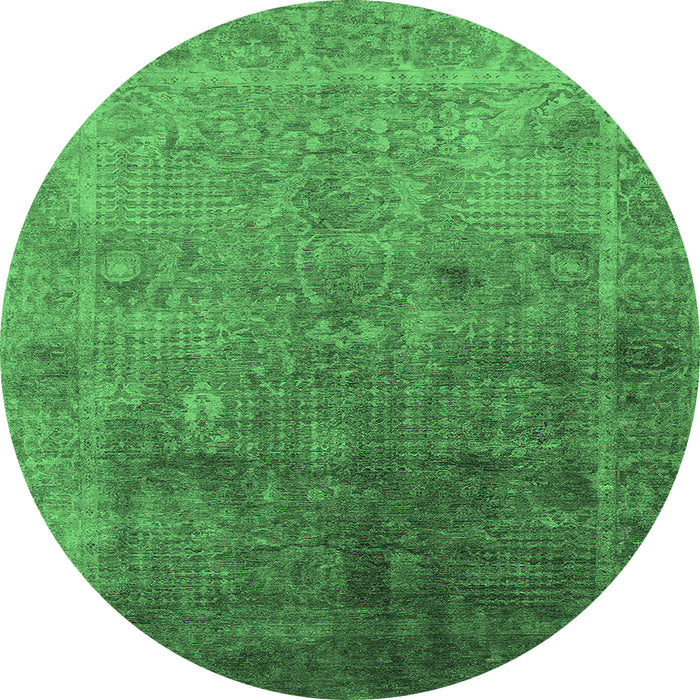 Round Oriental Emerald Green Industrial Rug, urb3259emgrn