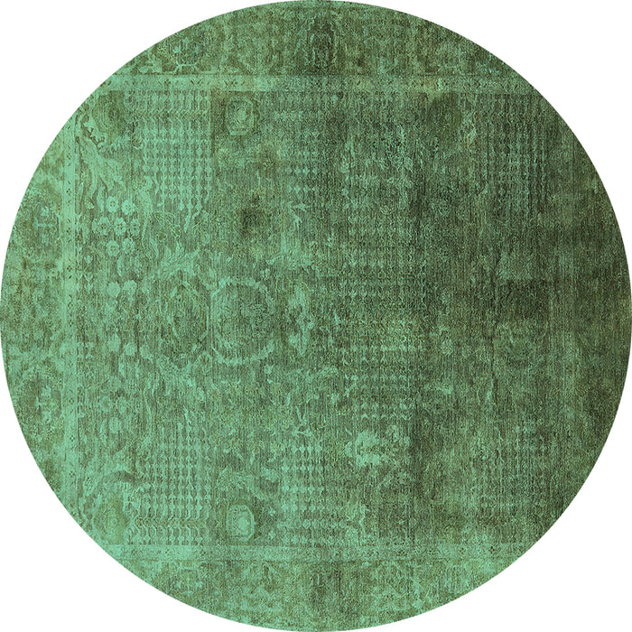 Round Oriental Turquoise Industrial Rug, urb3259turq