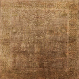 Square Mid-Century Modern Mahogany Brown Oriental Rug, urb3259