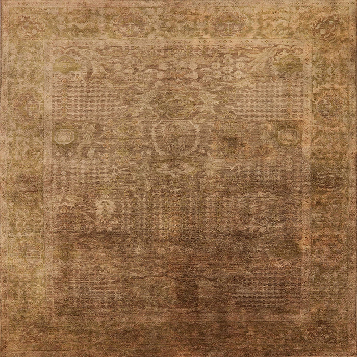 Square Mid-Century Modern Mahogany Brown Oriental Rug, urb3259