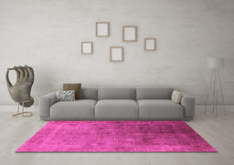 Machine Washable Oriental Pink Industrial Rug in a Living Room, wshurb3259pnk