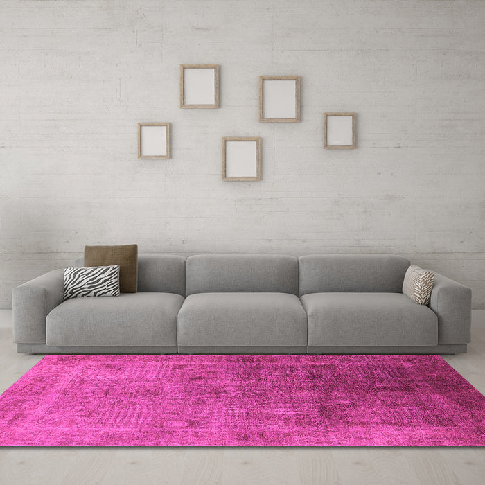 Machine Washable Oriental Pink Industrial Rug in a Living Room, wshurb3259pnk