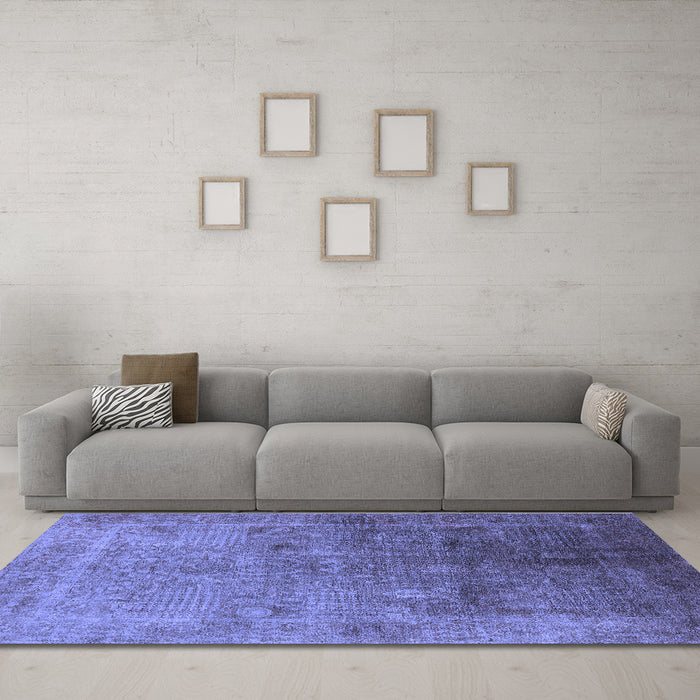 Machine Washable Oriental Blue Industrial Rug in a Living Room, wshurb3259blu