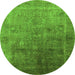 Round Oriental Green Industrial Rug, urb3259grn