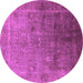 Round Machine Washable Oriental Purple Industrial Area Rugs, wshurb3259pur