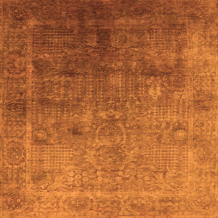 Square Machine Washable Oriental Orange Industrial Area Rugs, wshurb3259org