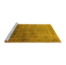 Sideview of Machine Washable Oriental Yellow Industrial Rug, wshurb3259yw