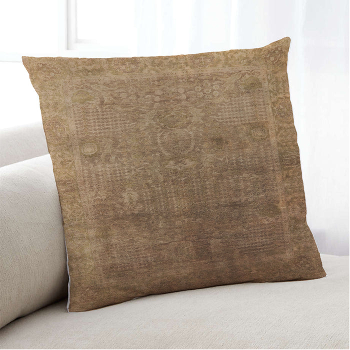 Lifestyle Image of Mid-Century Modern Urban Square Mahogany Brown Throw Pillow, 18 inch by 18 inch, pwurb3259