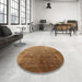 Round Mid-Century Modern Mahogany Brown Oriental Rug in a Office, urb3259