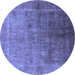 Round Oriental Blue Industrial Rug, urb3259blu