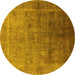 Round Oriental Yellow Industrial Rug, urb3259yw