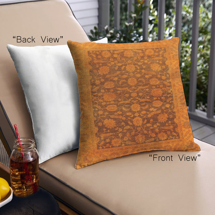 Front View of Mid-Century Modern Urban Square Neon Orange Throw Pillow, 18 inch by 18 inch, pwurb3260