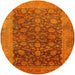 Round Machine Washable Industrial Modern Neon Orange Rug, wshurb3260