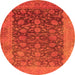 Round Machine Washable Oriental Orange Industrial Area Rugs, wshurb3260org