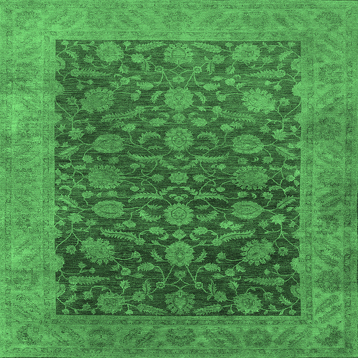 Square Machine Washable Oriental Emerald Green Industrial Area Rugs, wshurb3260emgrn