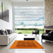 Square Machine Washable Industrial Modern Neon Orange Rug in a Living Room, wshurb3260