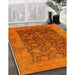 Mid-Century Modern Neon Orange Oriental Rug in Family Room, urb3260