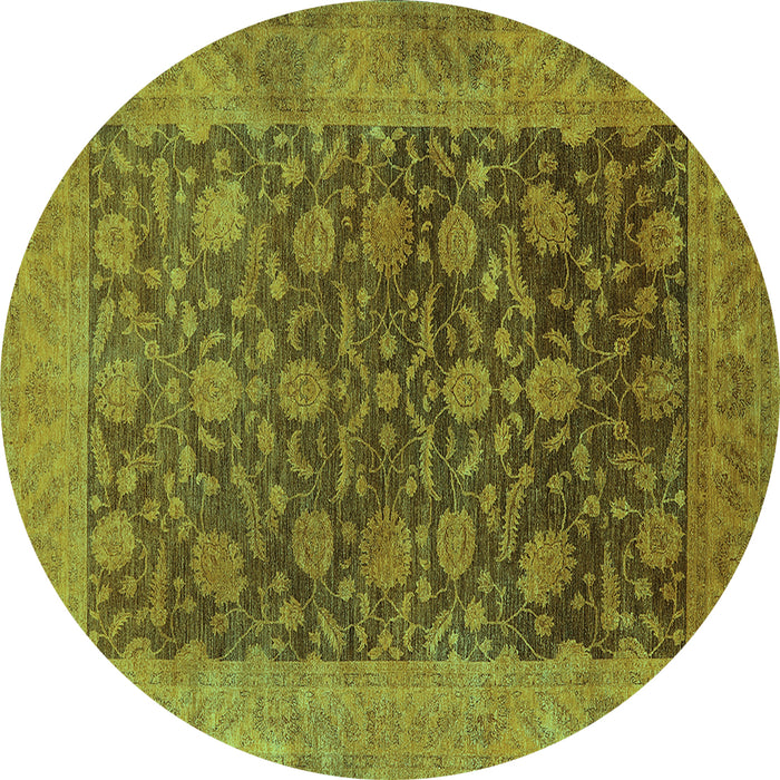 Round Oriental Turquoise Industrial Rug, urb3260turq