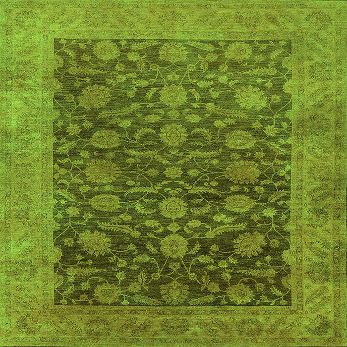 Square Machine Washable Oriental Green Industrial Area Rugs, wshurb3260grn