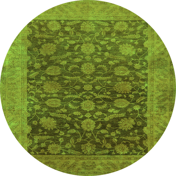 Round Oriental Green Industrial Rug, urb3260grn