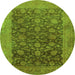 Round Oriental Green Industrial Rug, urb3260grn