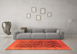 Machine Washable Oriental Orange Industrial Area Rugs in a Living Room, wshurb3260org