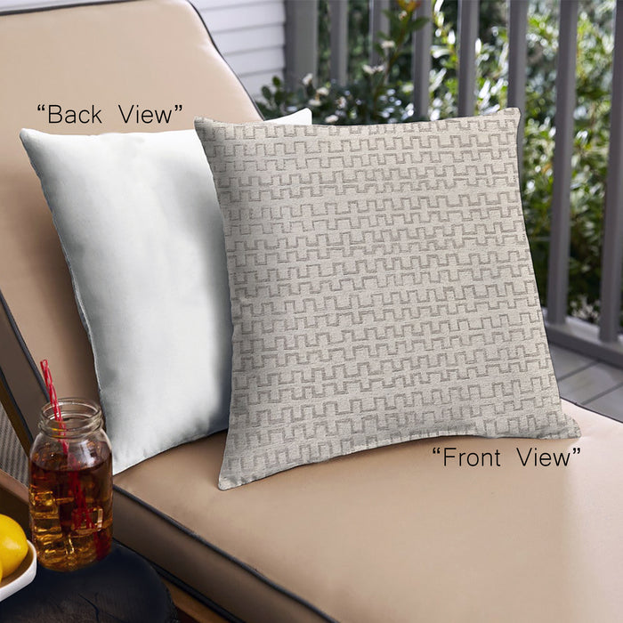 Front View of Mid-Century Modern Urban Square Champagne Beige Throw Pillow, 18 inch by 18 inch, pwurb326
