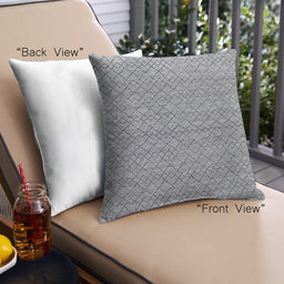 Front View of Mid-Century Modern Urban Square Metallic Silver Gray Throw Pillow, 18 inch by 18 inch, pwurb333